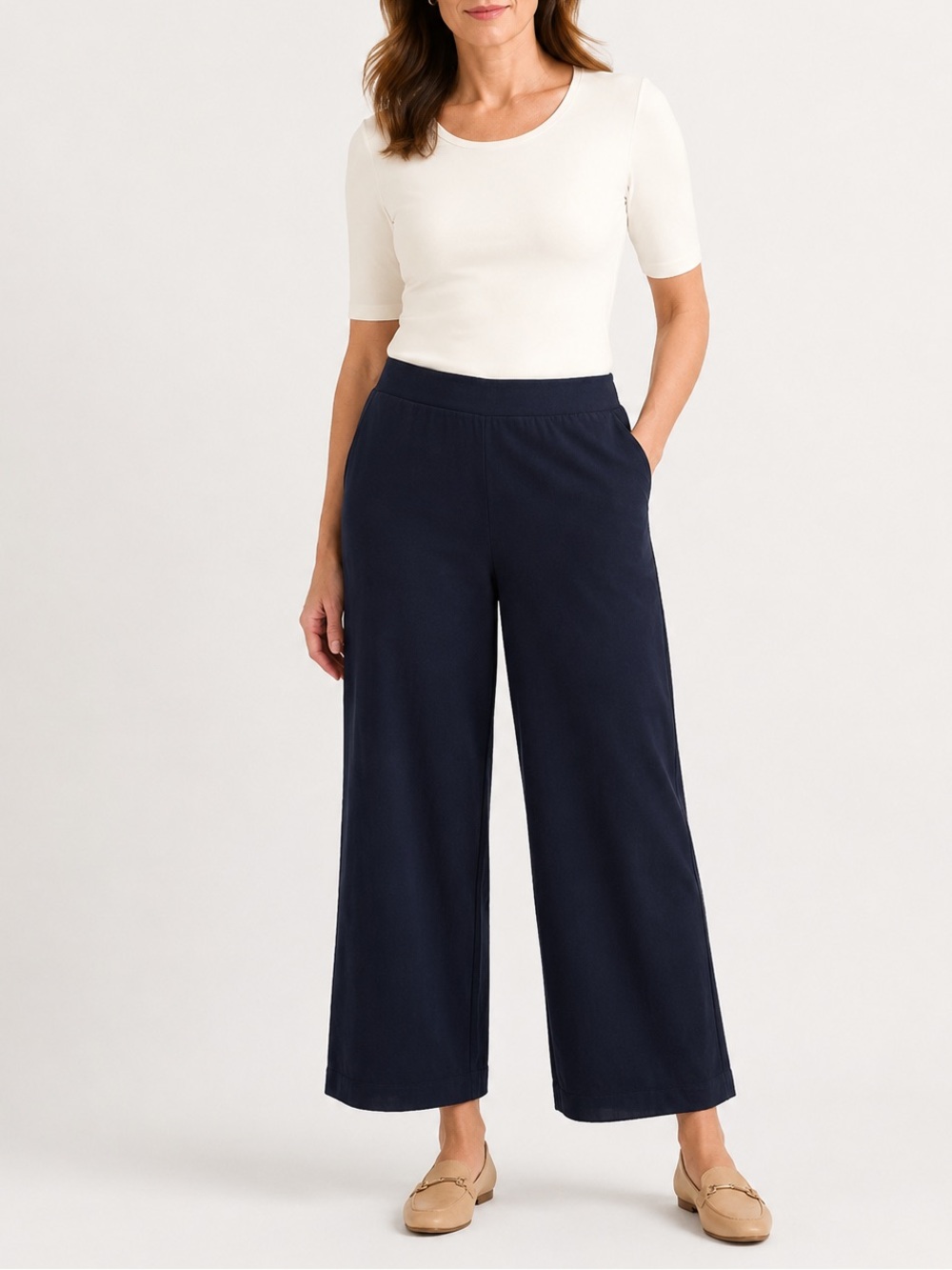 T by Talbots Relaxed Navy Pima Cotton Modal Stretch Pants Size L
EUC